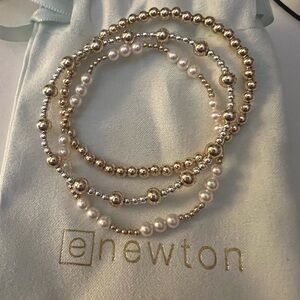 NWOT e newton Gold and Silver Beaded Bracelet Set